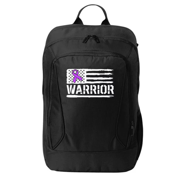 Epilepsy Warrior Gift Purple American Flag Awareness Ribbon City Backpack