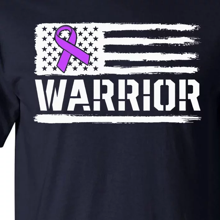 Epilepsy Warrior Gift Purple American Flag Awareness Ribbon Tall T-Shirt