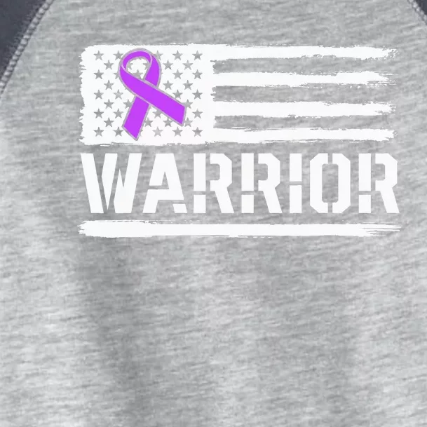 Epilepsy Warrior Gift Purple American Flag Awareness Ribbon Toddler Fine Jersey T-Shirt