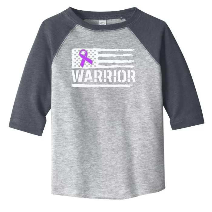 Epilepsy Warrior Gift Purple American Flag Awareness Ribbon Toddler Fine Jersey T-Shirt