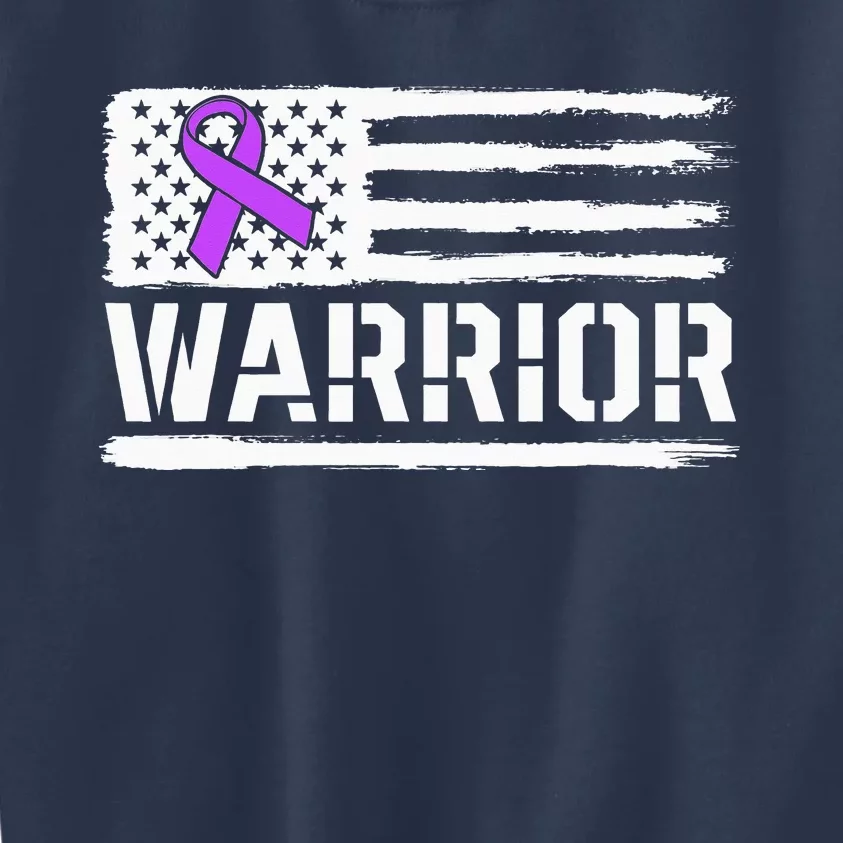 Epilepsy Warrior Gift Purple American Flag Awareness Ribbon Kids Sweatshirt