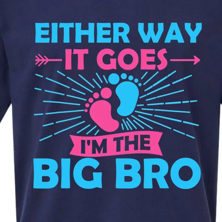 Either Way It Goes Im The Big Bro Gender Reveal Party Baby Sueded Cloud Jersey T-Shirt