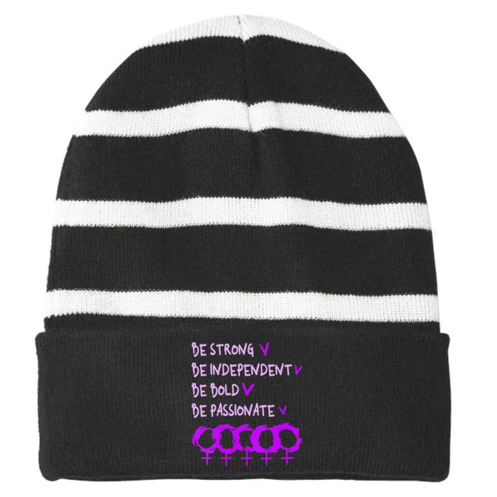 Empower Women International Women's Day, Women's Empowerment Striped Beanie with Solid Band