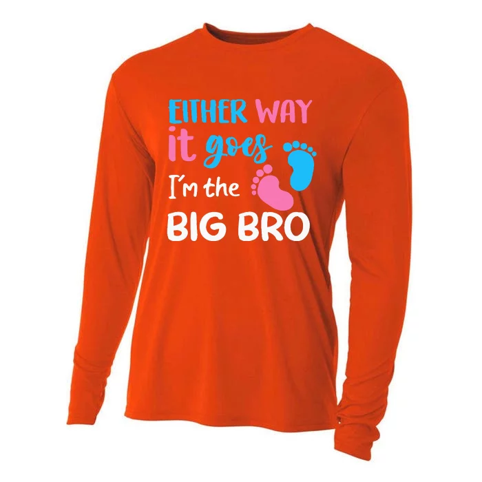 Either Way It Goes I'm The Big Bro Gender Reveal Brother Cooling Performance Long Sleeve Crew