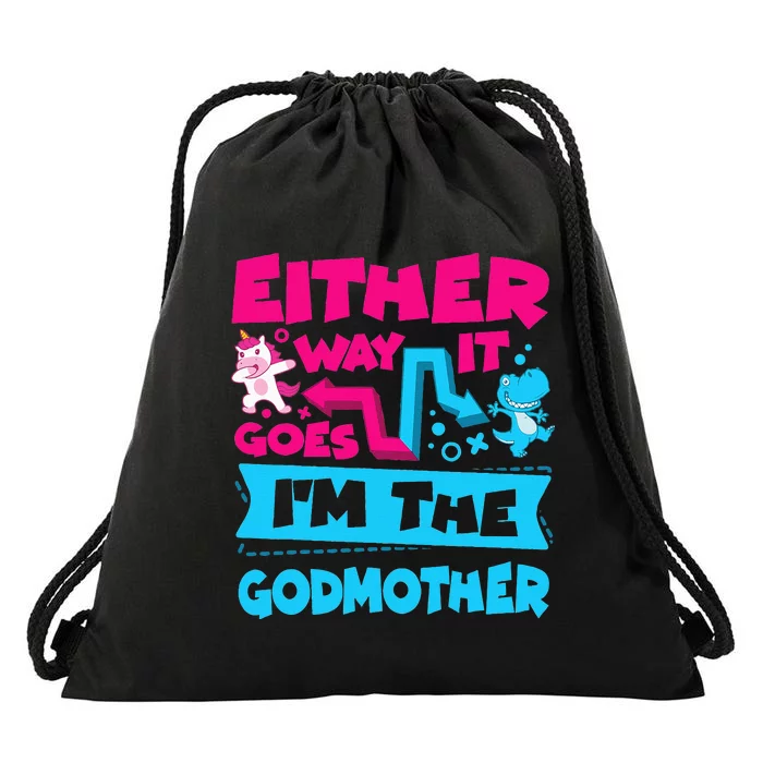 Either Way It Goes Im The Godmother Gender Reveal Baby Drawstring Bag