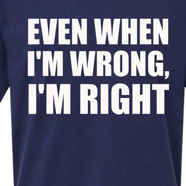 Even When IM Wrong IM Right Funny Sarcastic Novelty Sueded Cloud Jersey T-Shirt