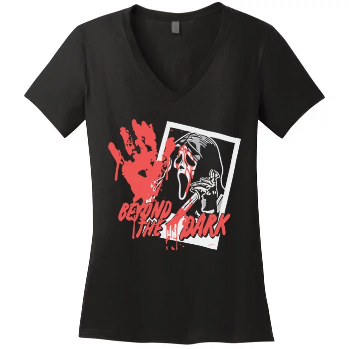 Exploring With Josh Beyond The Dark The Halloween Ghostface Women's V-Neck T-Shirt