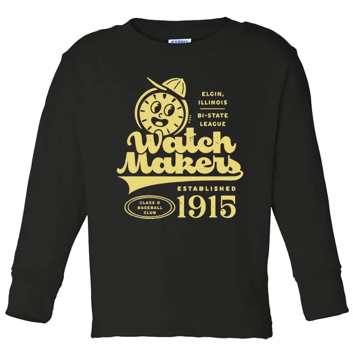 Elgin Watch Makers Illinois Vintage Defunct Baseball Teams Toddler Long Sleeve Shirt