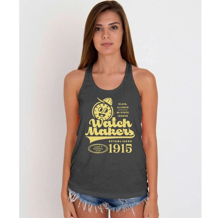 Elgin Watch Makers Illinois Vintage Defunct Baseball Teams Women's Knotted Racerback Tank