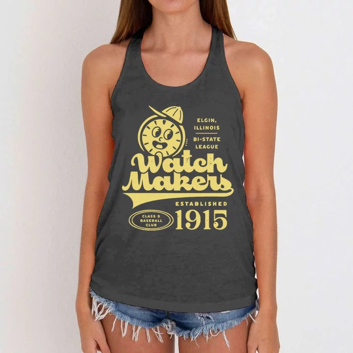 Elgin Watch Makers Illinois Vintage Defunct Baseball Teams Women's Knotted Racerback Tank