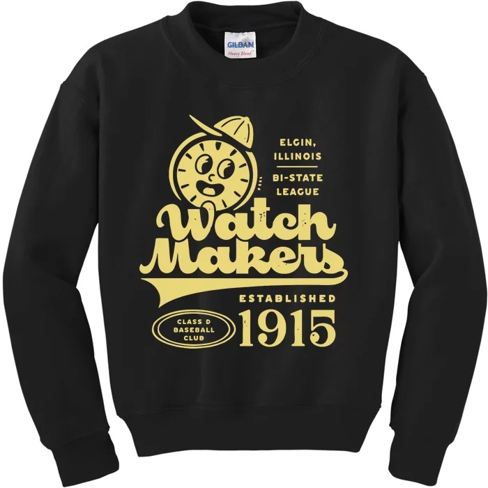 Elgin Watch Makers Illinois Vintage Defunct Baseball Teams Kids Sweatshirt