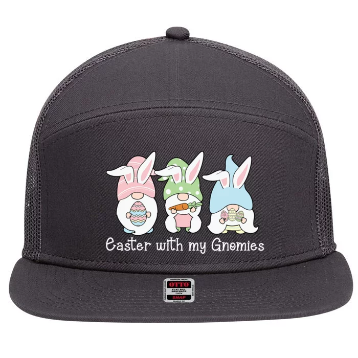 Easter With My Gnomies Cute Spring 7 Panel Mesh Trucker Snapback Hat