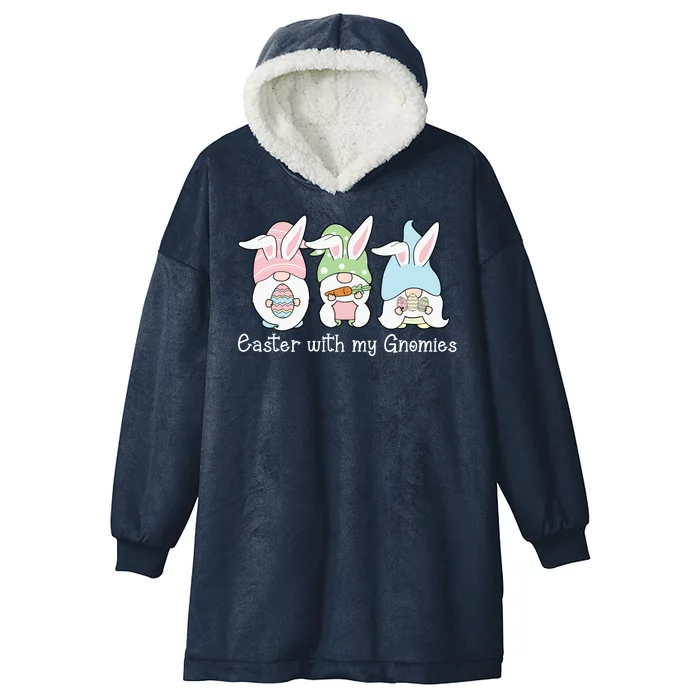 Easter With My Gnomies Cute Spring Hooded Wearable Blanket