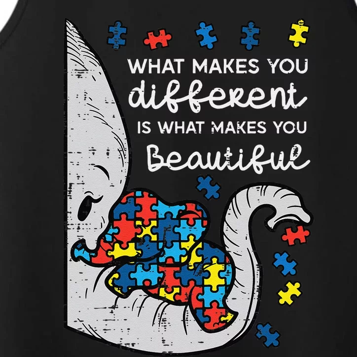 Elephant What Makes You Different Autism Awareness Women Performance Tank