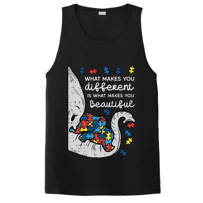 Elephant What Makes You Different Autism Awareness Women Performance Tank