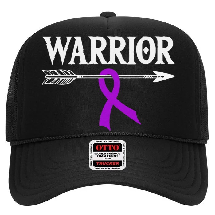 Epilepsy Warrior Purple Arrow Ribbon High Crown Mesh Trucker Hat