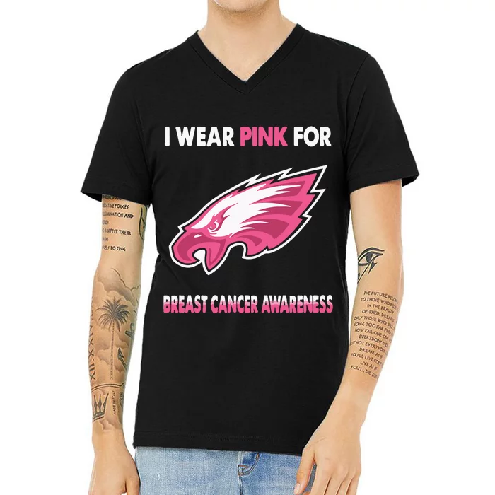 EaglesI Wear Pink For Breast Cancer Awareness V-Neck T-Shirt