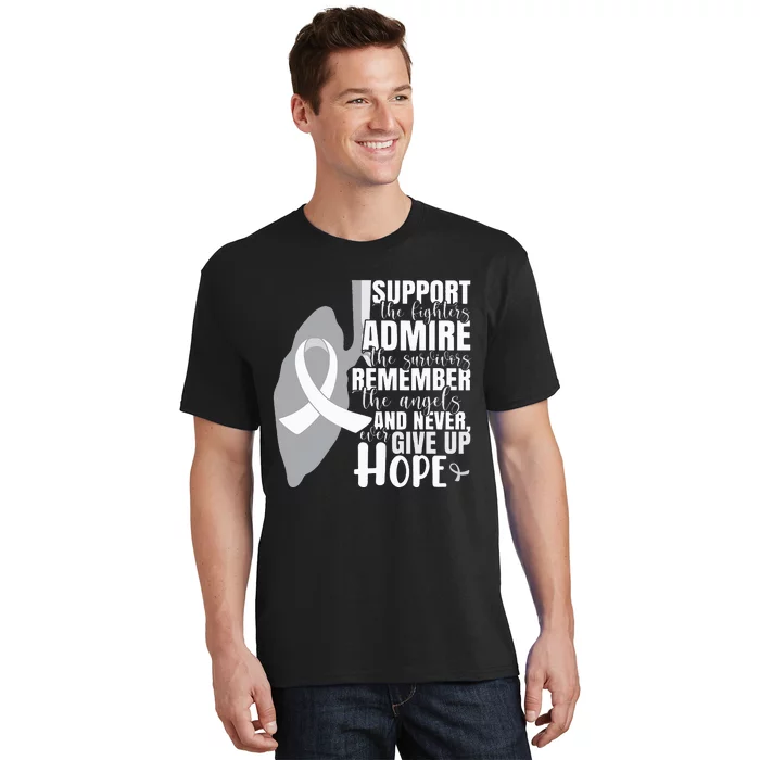 Empowering White Ribbon Support for Lung Cancer Fighters T-Shirt