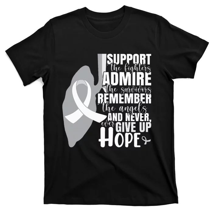 Empowering White Ribbon Support for Lung Cancer Fighters T-Shirt