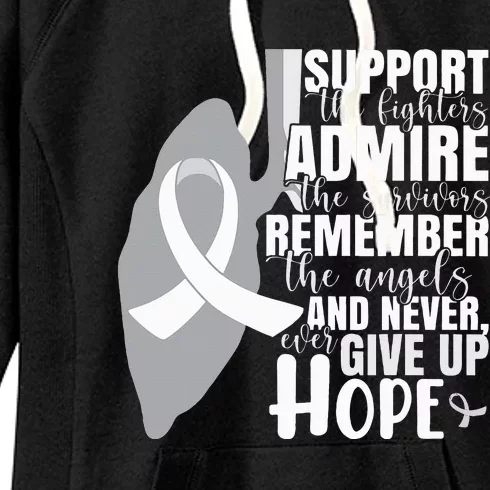 Empowering White Ribbon Support for Lung Cancer Fighters Women's Fleece Hoodie