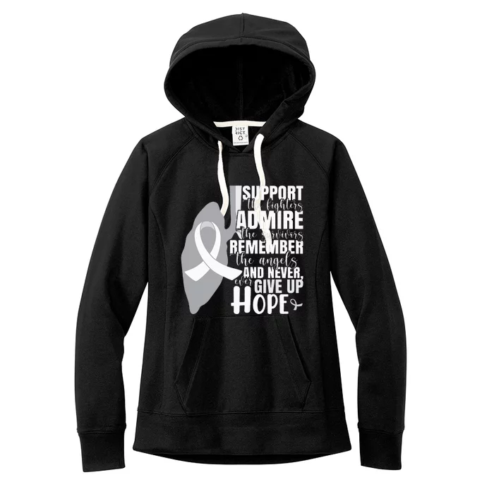 Empowering White Ribbon Support for Lung Cancer Fighters Women's Fleece Hoodie