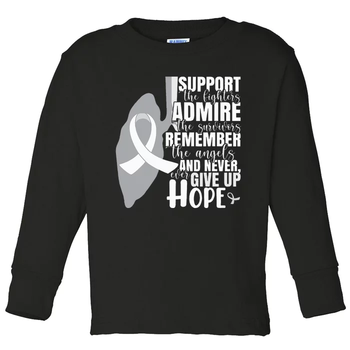 Empowering White Ribbon Support for Lung Cancer Fighters Toddler Long Sleeve Shirt