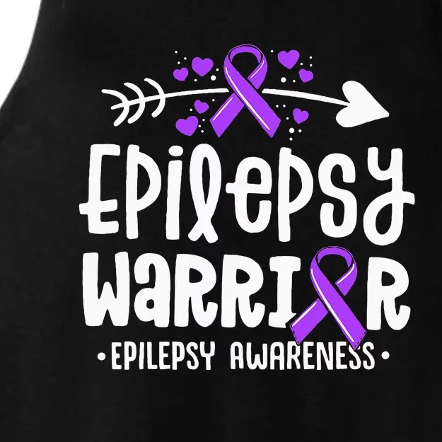 Epilepsy Warrior Ribbon Purple Epilepsy Awareness Support Ladies Tri-Blend Wicking Tank