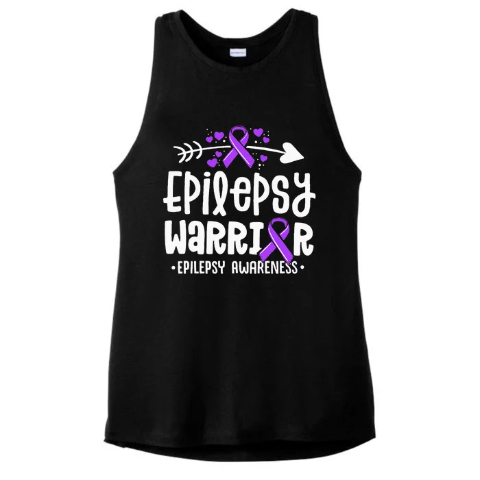 Epilepsy Warrior Ribbon Purple Epilepsy Awareness Support Ladies Tri-Blend Wicking Tank