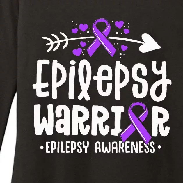 Epilepsy Warrior Ribbon Purple Epilepsy Awareness Support Womens CVC Long Sleeve Shirt