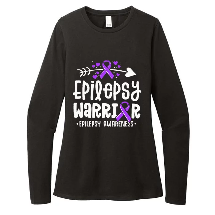 Epilepsy Warrior Ribbon Purple Epilepsy Awareness Support Womens CVC Long Sleeve Shirt