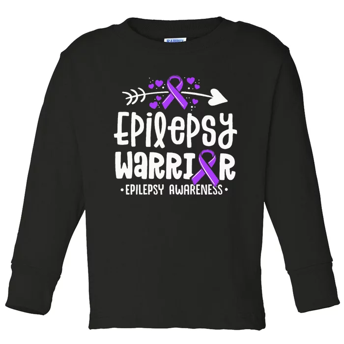 Epilepsy Warrior Ribbon Purple Epilepsy Awareness Support Toddler Long Sleeve Shirt