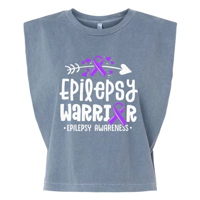 Epilepsy Warrior Ribbon Purple Epilepsy Awareness Support Garment-Dyed Women's Muscle Tee