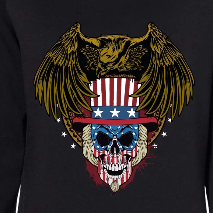 Eagle With Skull American Flag Fourth Of July Patriotic Gift Womens California Wash Sweatshirt