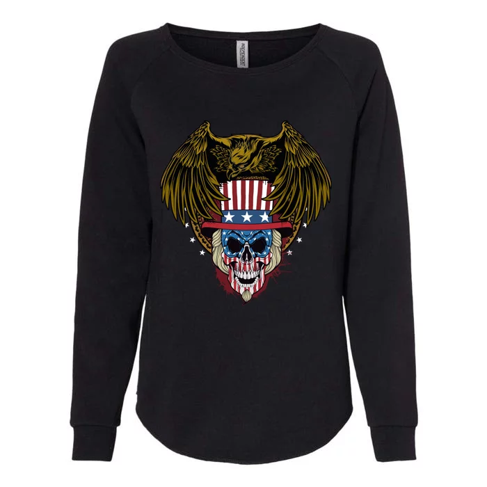 Eagle With Skull American Flag Fourth Of July Patriotic Gift Womens California Wash Sweatshirt