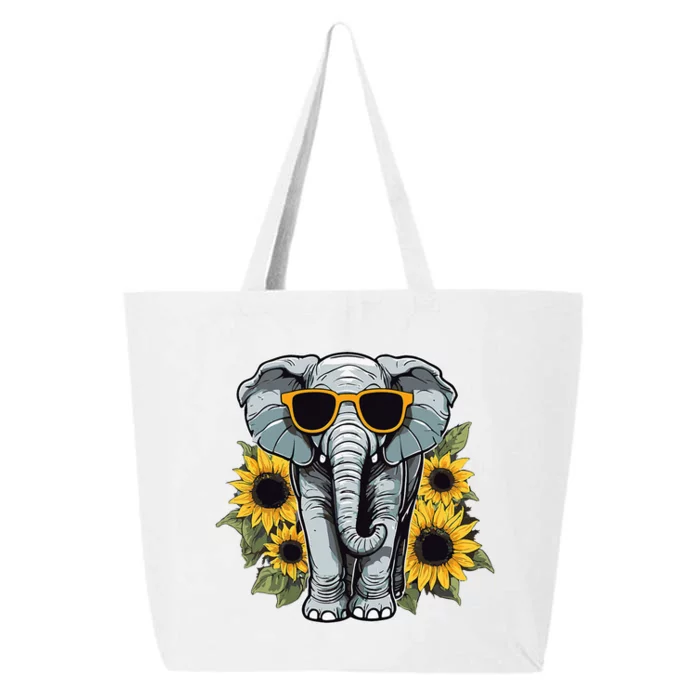 Elephant With Sunglasses And Sunflowers 25L Jumbo Tote