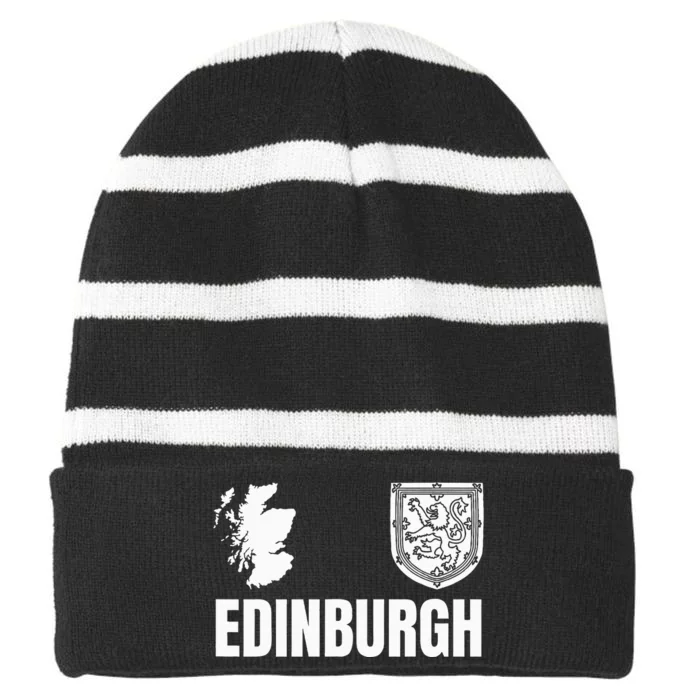 Edinburgh With Scotland Emblem Striped Beanie with Solid Band