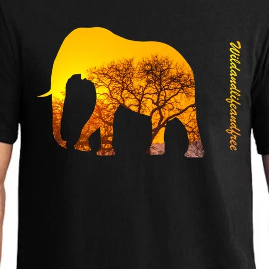 Elephant With Sunset In Africa Wildlife Elephants Gift Pajama Set