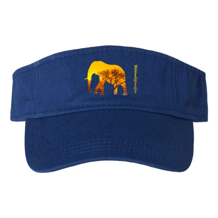 Elephant With Sunset In Africa Wildlife Elephants Gift Valucap Bio-Washed Visor