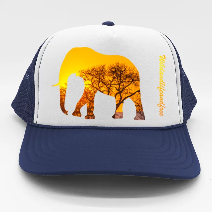 Elephant With Sunset In Africa Wildlife Elephants Gift Trucker Hat