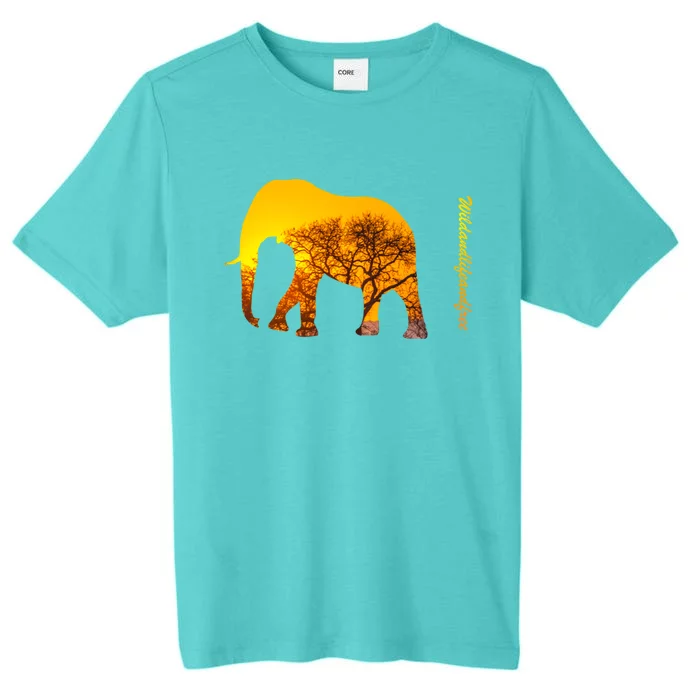 Elephant With Sunset In Africa Wildlife Elephants Gift ChromaSoft Performance T-Shirt