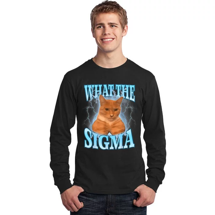 Erm What The Sigma Meme Cat Ironic Brainrot Tall Long Sleeve T-Shirt