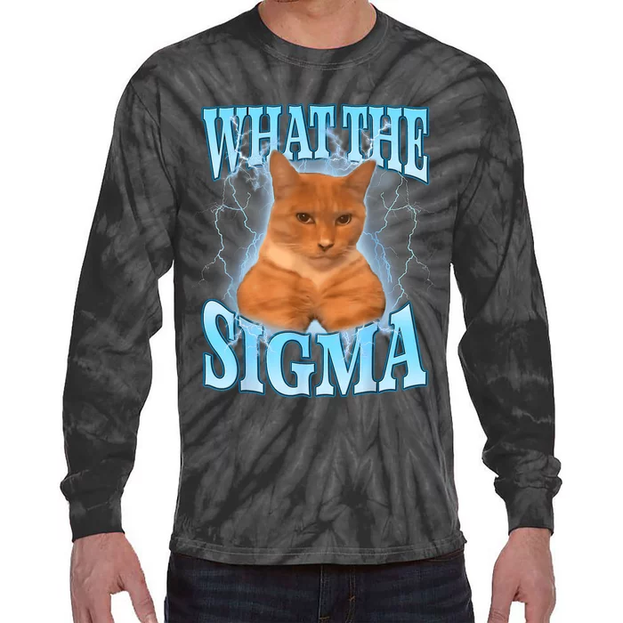 Erm What The Sigma Meme Cat Ironic Brainrot Tie-Dye Long Sleeve Shirt