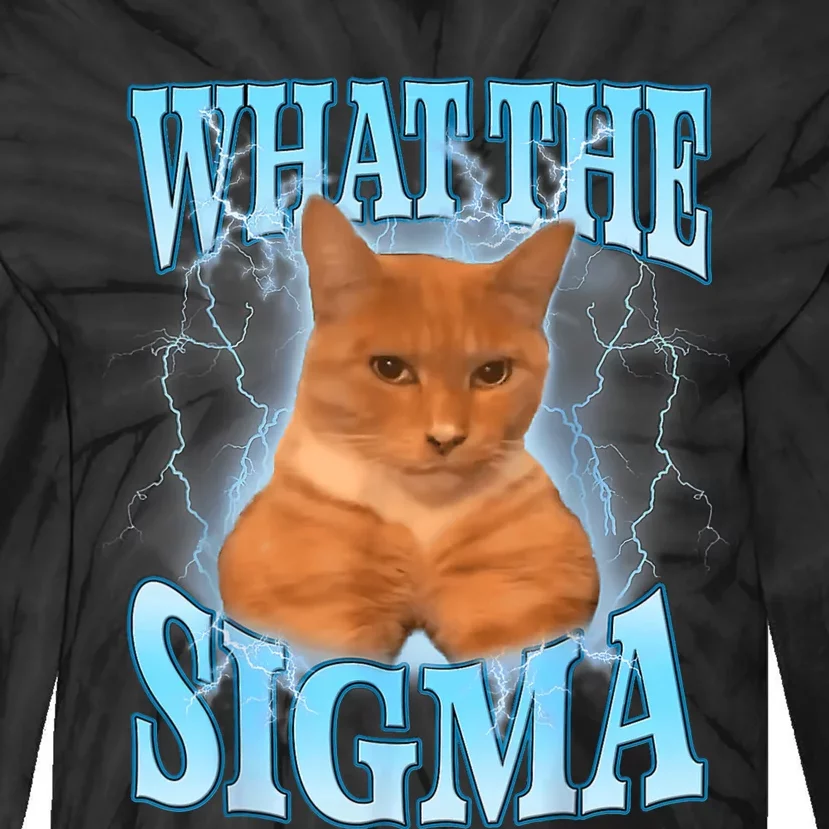 Erm What The Sigma Meme Cat Ironic Brainrot Tie-Dye Long Sleeve Shirt