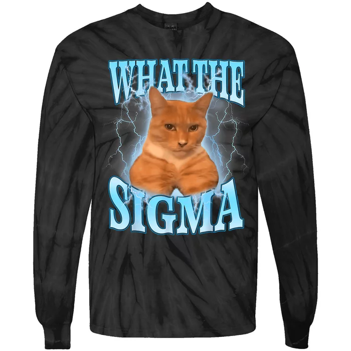 Erm What The Sigma Meme Cat Ironic Brainrot Tie-Dye Long Sleeve Shirt