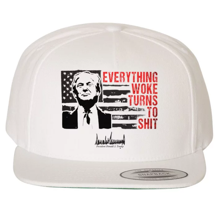 Everything Woke Turns To Shit Funny Trump Wool Snapback Cap