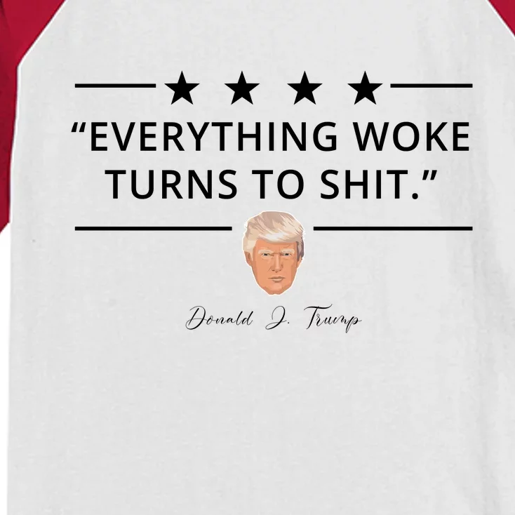 Everything Woke Turns To Shit Donald Trump Kids Colorblock Raglan Jersey