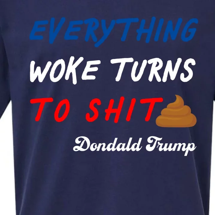 Everything Woke Turns To Shit Funny Poop Emoji Trump Quote Sueded Cloud Jersey T-Shirt