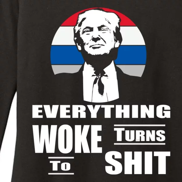 Everything Woke Turns To Shit Funny Trump 2024 Anti Woke Womens CVC Long Sleeve Shirt