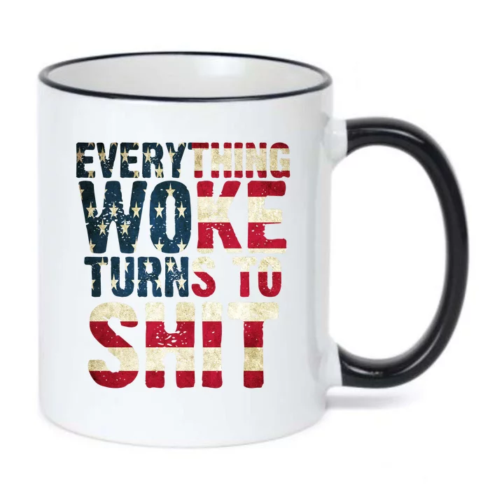 Everything Woke Turns To Shit USA Flag Black Color Changing Mug