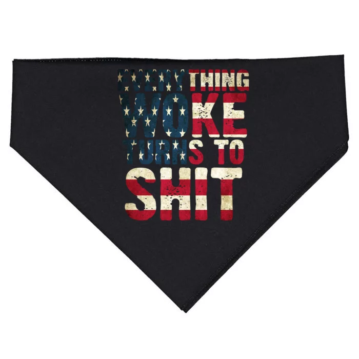 Everything Woke Turns To Shit USA Flag USA-Made Doggie Bandana